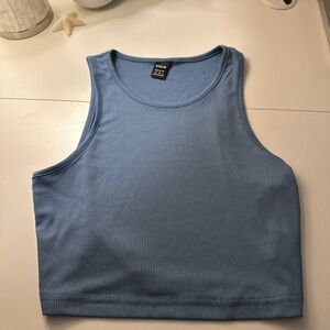 Blue Ribbed Tank Top
